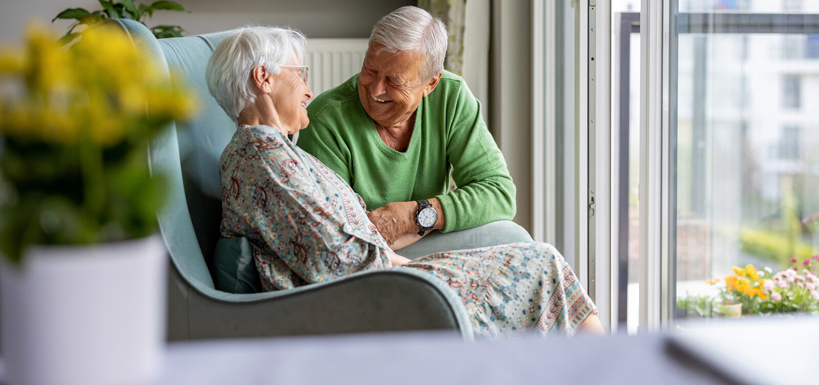 Senior couple talking