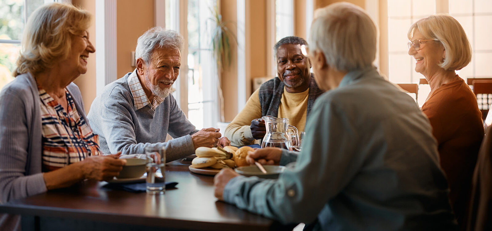 Group of seniors having a meal